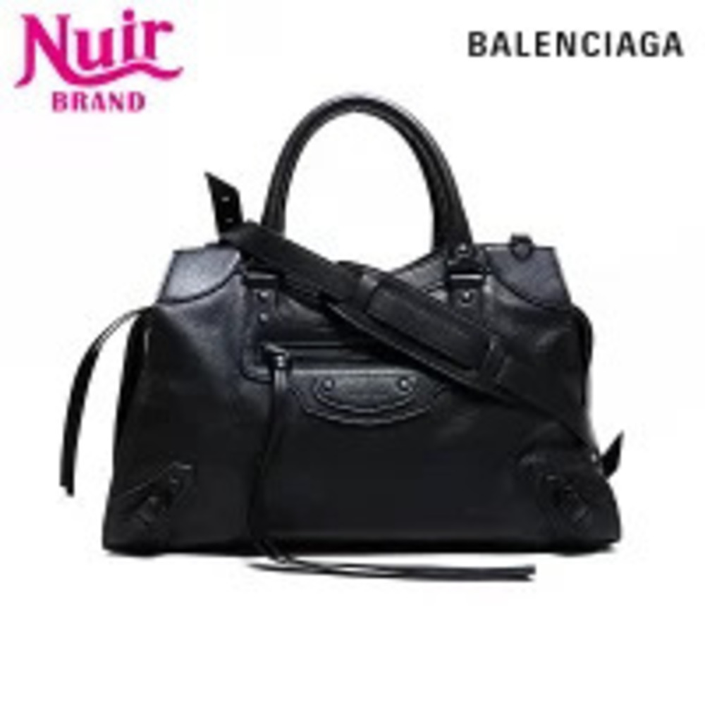 Balenciaga Leather Neo City Shoulder Bag Black